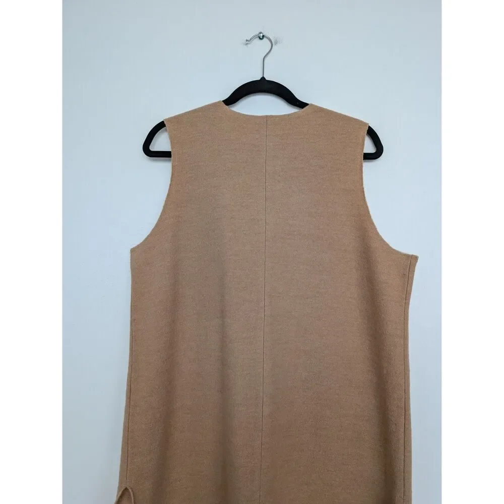 Chico's Wool Sleeveless Wrap Longline Duster Tan Cardigan Sz Chico's 2/L - Picture 15 of 16